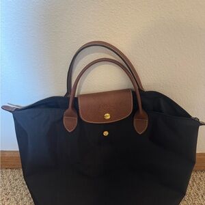 Longchamp Black and Brown Tote Bag